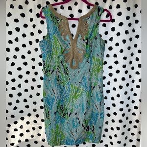 Lilly Pulitzer In Spa Blue Let’s Cha Cha Janice shift size 8